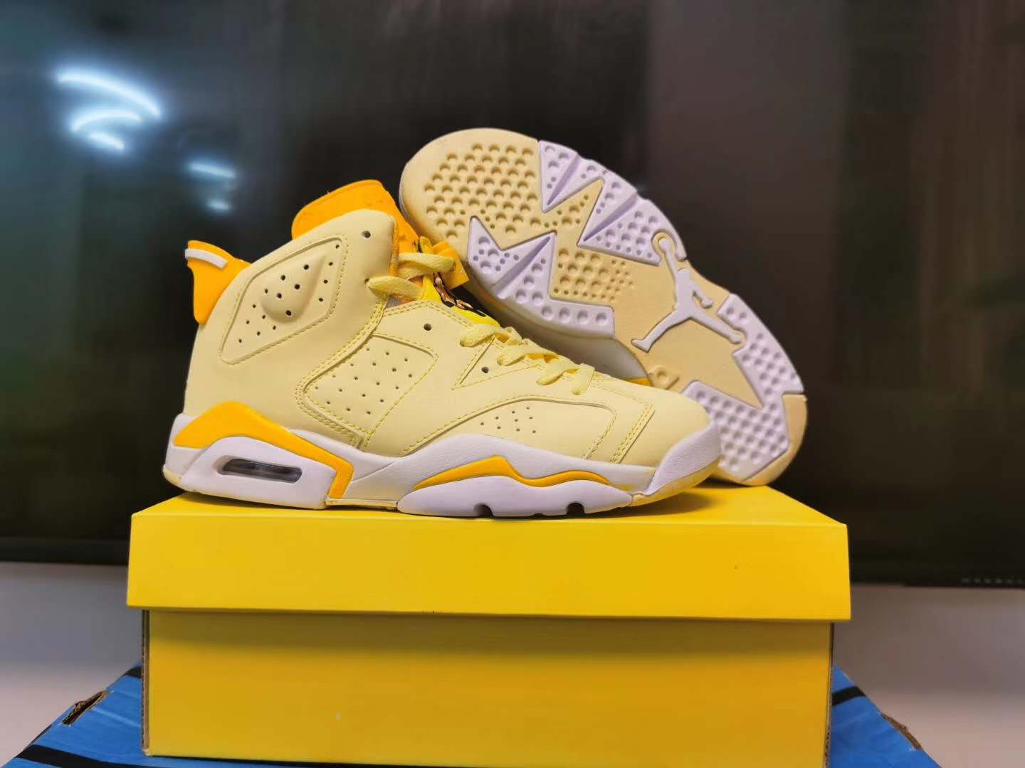 2020 Women Air Jordan 6 Yellow White Shoes - Click Image to Close